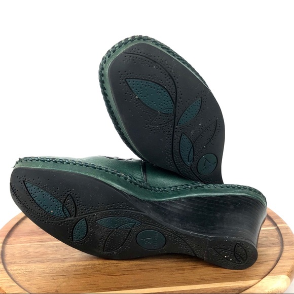 Clark Artisan Green Leather Wedges Womens 8.5 M - Picture 8 of 8